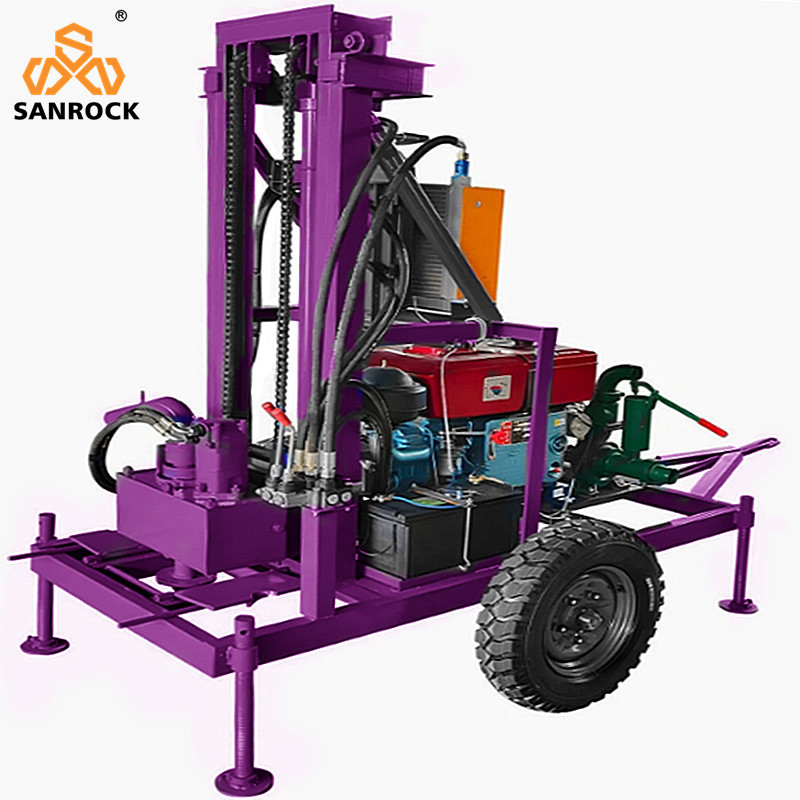 Water Well Drill Rig Diesel Engine Portable Water Drilling Machine Trailer Mounted Water Well Drilling Rig