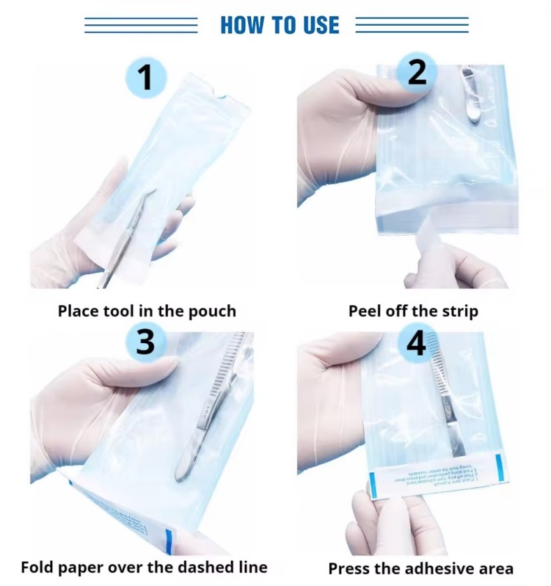 Different Size Sterilization Pouch Bags Disposable Dental Self Seal Sterilization Pouch