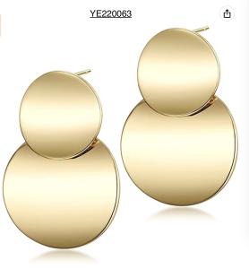 China 2.5cm Double Round Stainless Steel Teardrop Earrings Niche Jewellery wholesale