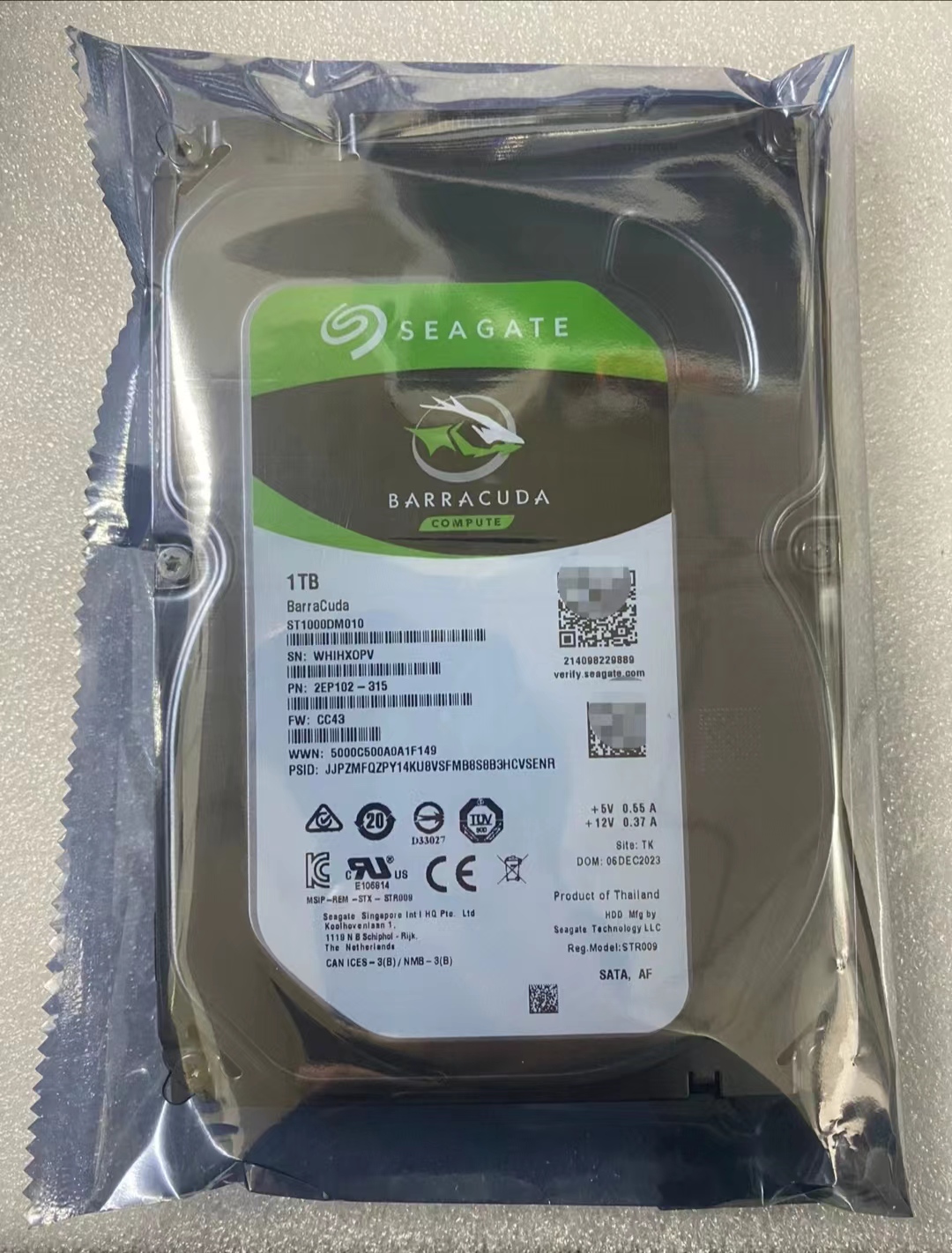 ST1000DM010 1TB SATA Hard Drive 3.5" 7200rpm for Desktop 1TB Serial ATA HDD by SEAGATE