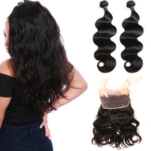 China Real 360 Lace Band Frontal Closure Virgin Hair Body Wave No Synthetic Hair wholesale