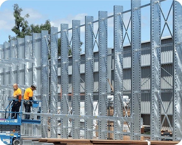 Long Span Warehouse Cantilever Racks , Anti Corrosion Cantilever Metal Shelving