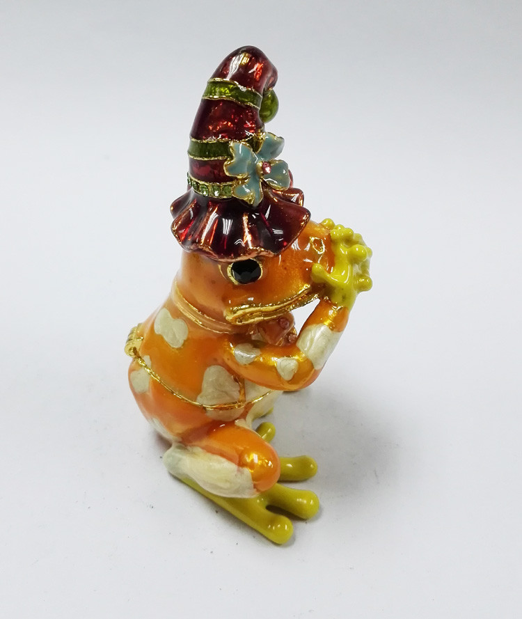 Pewter alloy gold plated three Frog Jeweled Trinket Box three Frog Jewelry trinket box Box for Jewerly