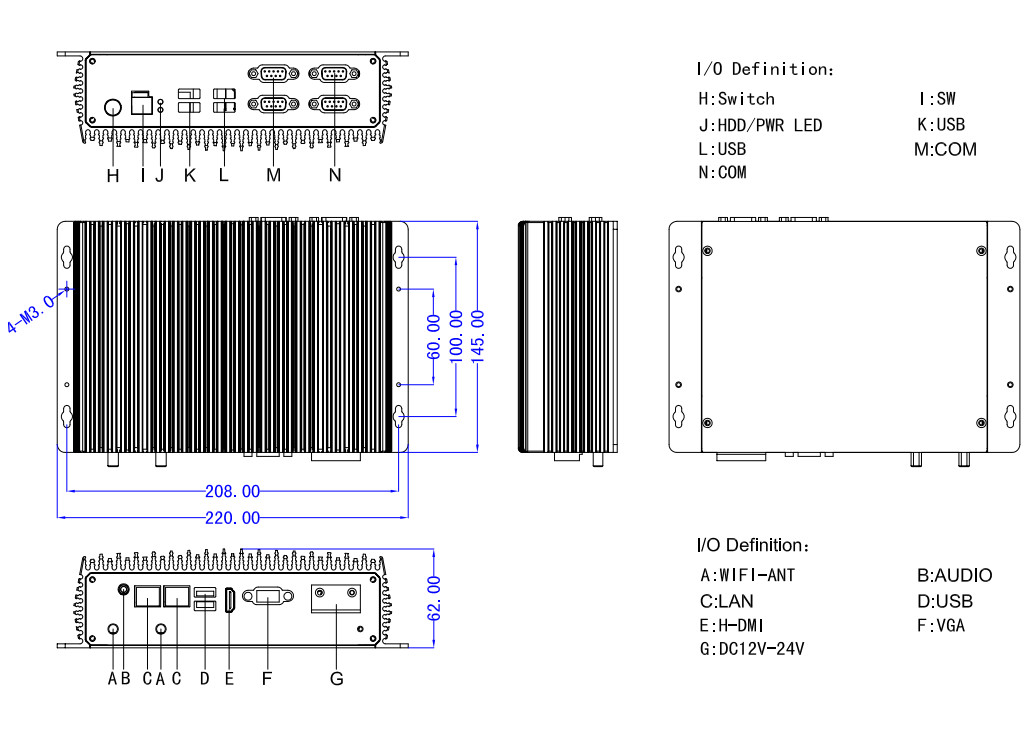 RS232 Industrial Fanless Mini PC