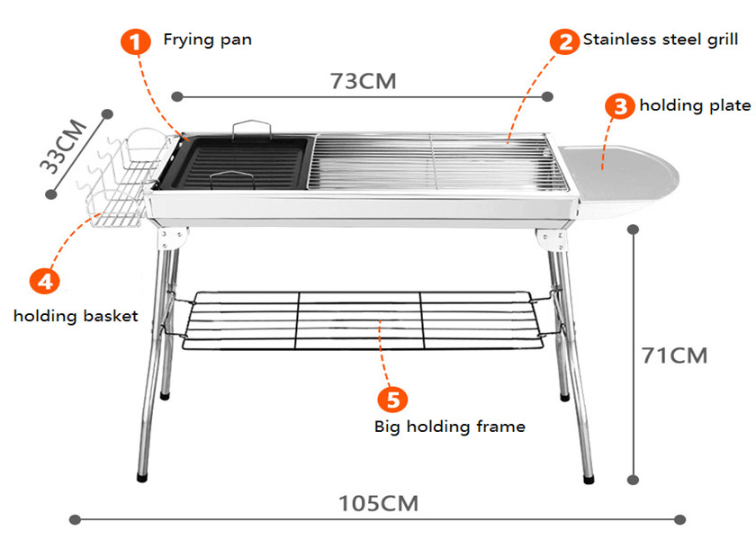 Factory price outdoor villa countryard Charcoal BBQ Grill Smoke BBQ grill for 5 people