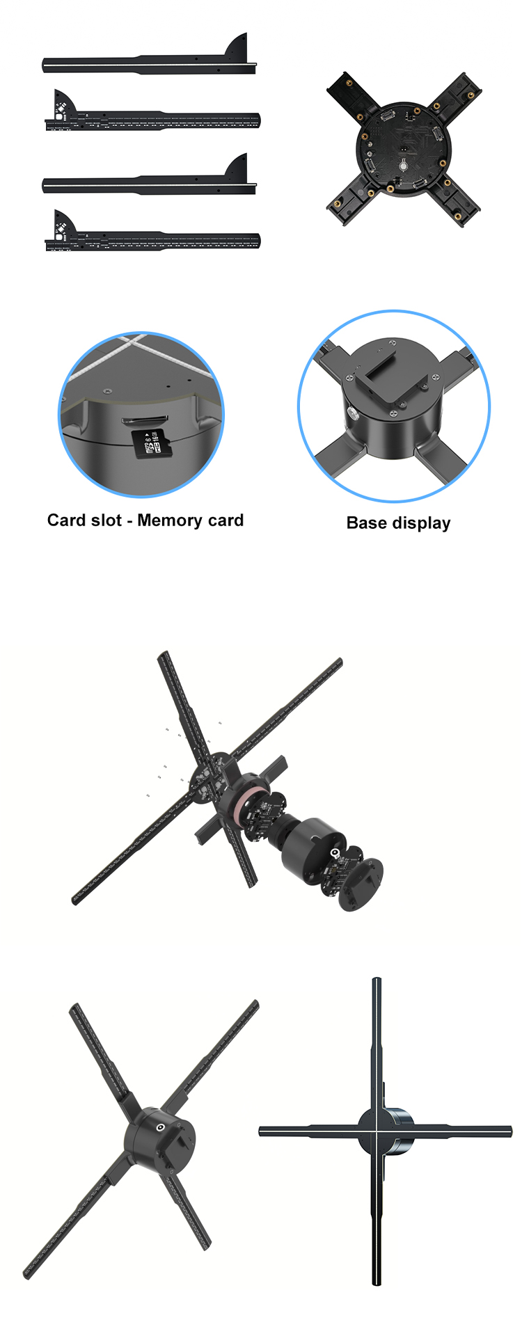Wide Viewing Angle 62cm Hologram Screen Fan for MP4/AVI/RMVB/GIF/JEPG/PNG/MKV Display