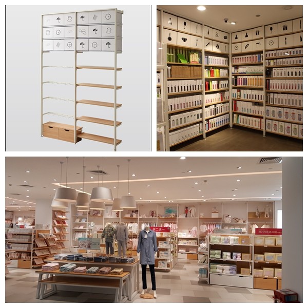 Garment Shop Metal Shelving Units With Wood Shelves 25mm Melamine MDF Board