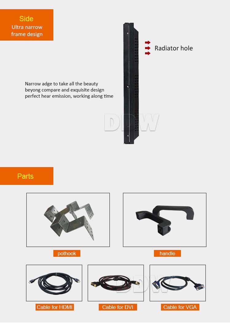 RJ45 Loop 46 Inch CCTV Video Wall HD 178x178 Viewing Angle With 230W Input