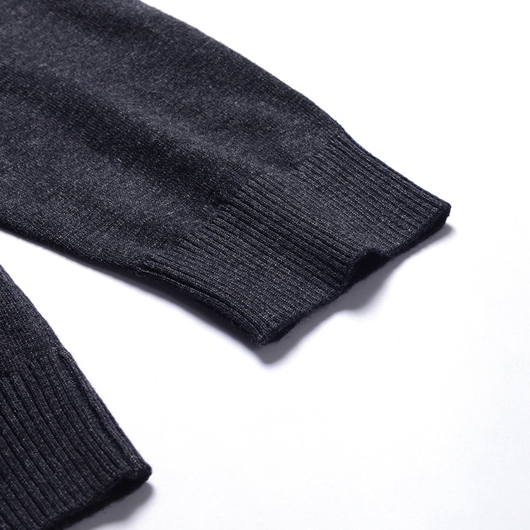 Black Custom Autumn Acrylic/Cotton/Wool Knitting Sweater Man Crewneck Casual Men's Sweater