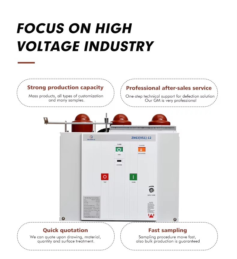 Yueqing Weisen ZN63 (VS1)-12/630A VS1 Fixed Type Indoor High-voltage Vacuum Circuit Breaker 24kv 36kv VCB Vs1 Vcb 12kv 24KV