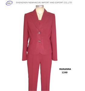 China Red slim fit designer ladies pants suits wholesale
