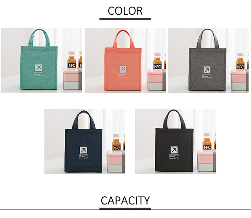 Factory Polyester Office Reusable Bento Lunch Box Tote Handbag