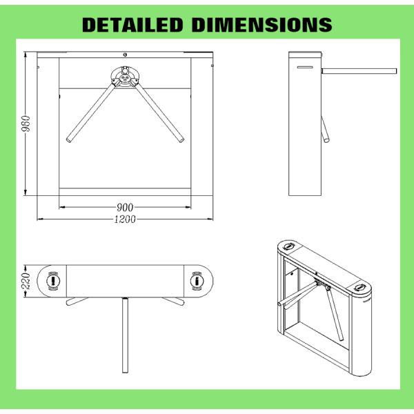 Supermarket Entrance Tripod Turnstile Gate 110V Stainless Steel