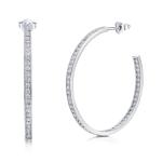 Hoops Netflix 925 Silver CZ Earrings Rose Gold 40mm Hoop Earrings for Women