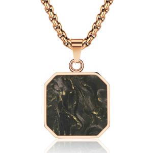 China Rose Gold Jewelry Stainless Steel Plated Carbon Fiber Cross Pendant Metal Chain Necklace For Men wholesale