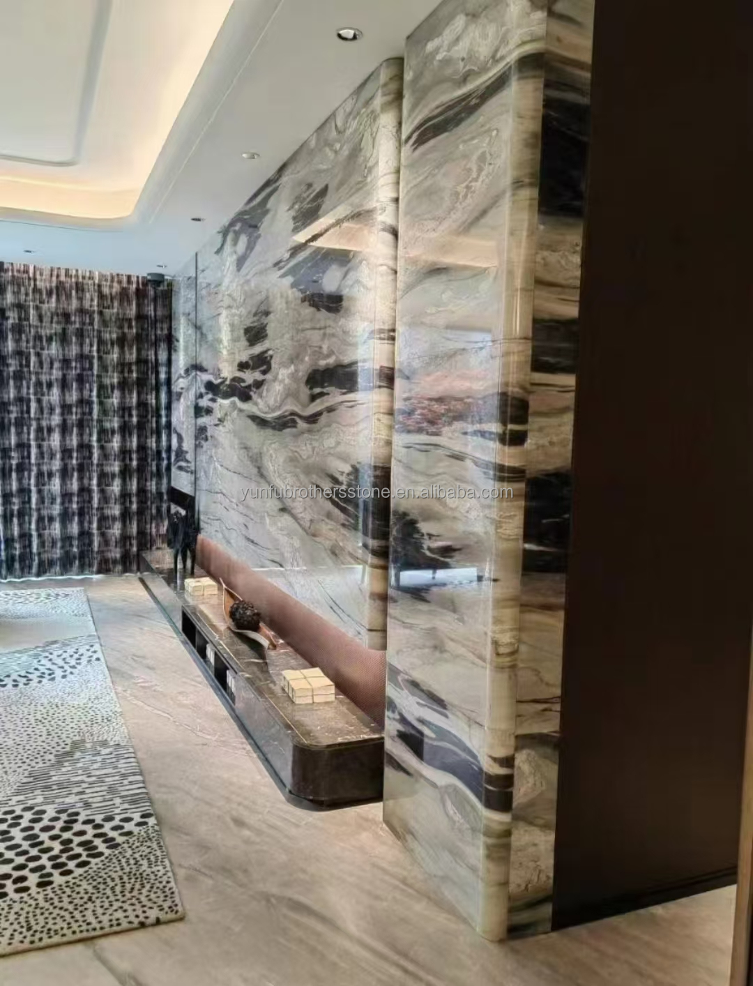 Modern Ink Painting Marble Big Slab Honed Grey Wall Panel and Kitchen Countertop Tile