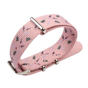 China Floral Prints 18mm Nylon Strap Watch Bands Pink Color For Lady Watch wholesale