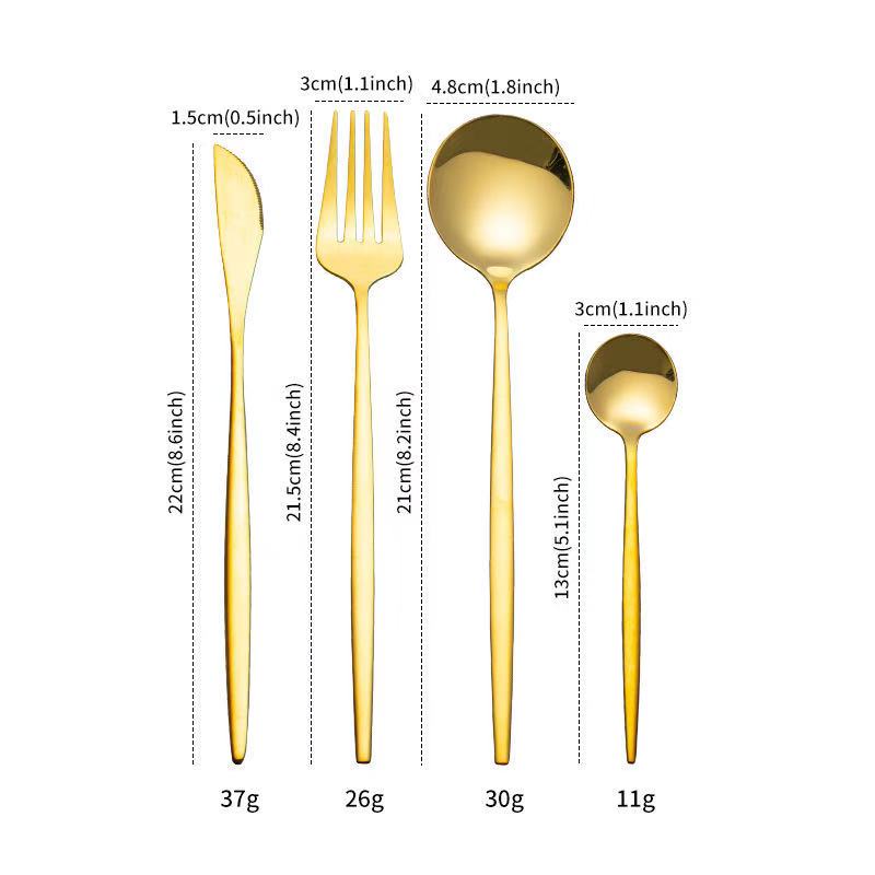 Wholesale set stainless steel gold knife spoon fork cutlery sets for wedding event