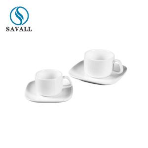 China Square White Ceramic Restaurant Porcelain Teacup Customized wholesale