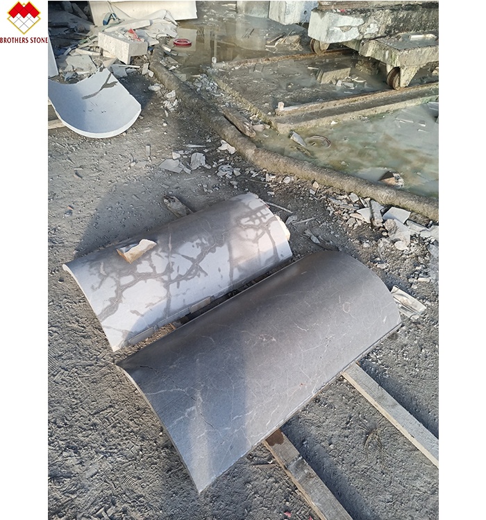 Modern Design Customized Grey Marble Column Cladding Arc Hollow Marble Pillar Design