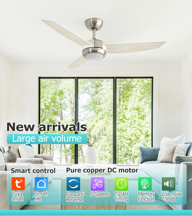 48 Inch ABS Blades LED Ceiling Fan with Colorful Design and 3 Color LED Lighting