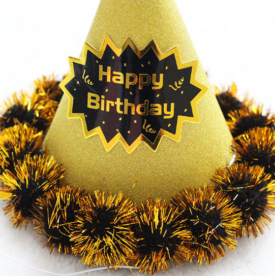 Gold and Silver Hair Ball Birthday Hat Adult Children's Birthday Birthday Party Paper Hat Exquisite burrs Report