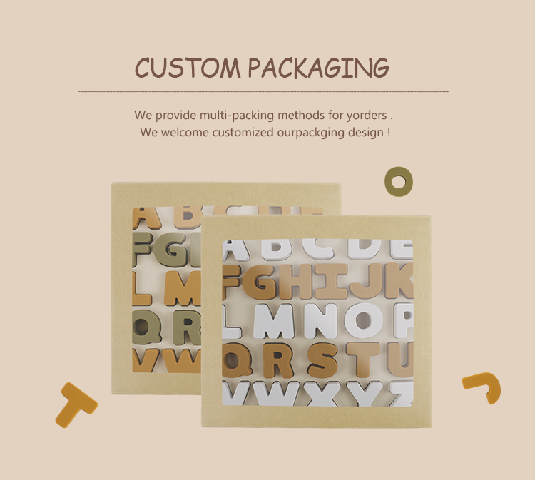 Food Grade Kids Silicone Puzzle With Letters Alphabet Shape