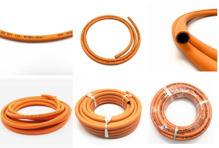 8X15mm 20Bar Rubber LPG Gas Pipe High Tensile Polyester