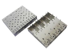 China 1x4 Ganged SFP Cage Connector Press Fit High Temperature Thermoplastic Housing wholesale