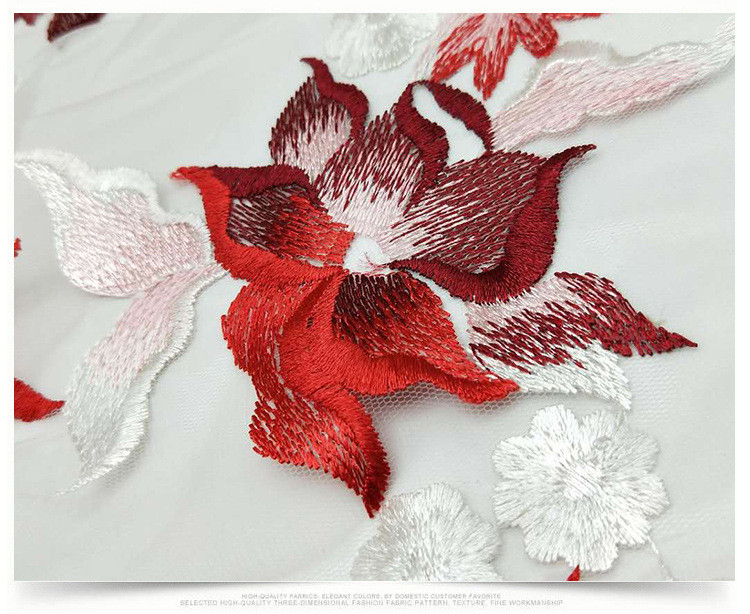 2018 Summer Newest Style Red Plain Embroidery Fabric 130cm wide