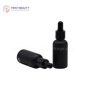China Black Glass Essential Oil Frosted Dropper Bottles Leak Proof wholesale