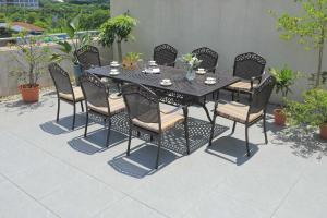 China Black / Cream Rattan Aluminum Outdoor Dining Set wholesale
