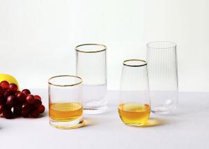 China Golden Rim 155mm Lead Free Crystal Drinking Glasses , Highball 17 Oz Drinking Glasses wholesale