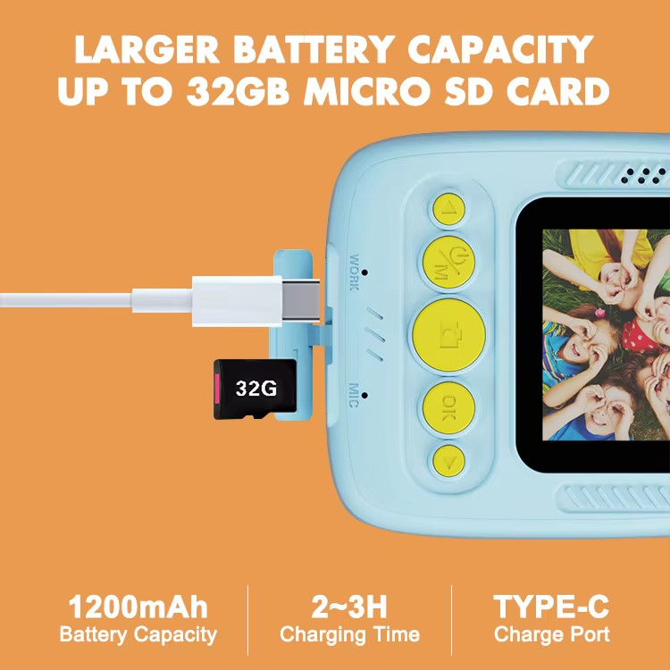 Mini Digital Childrens Printable Camera Small Thermal Instant Print Waterproof