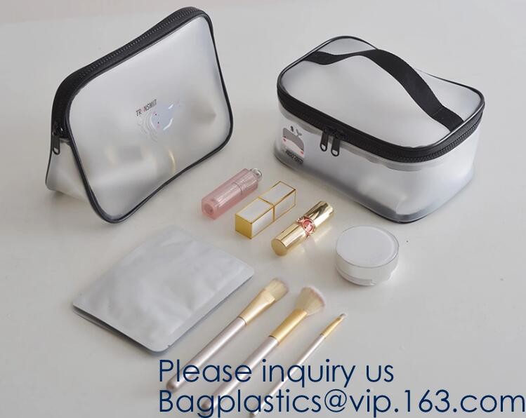 Small Clear PVC Waterproof Bag with Zipper Closure, Mini Portable Transparent Plastic Organizer Pouch for Cosmetic, Make