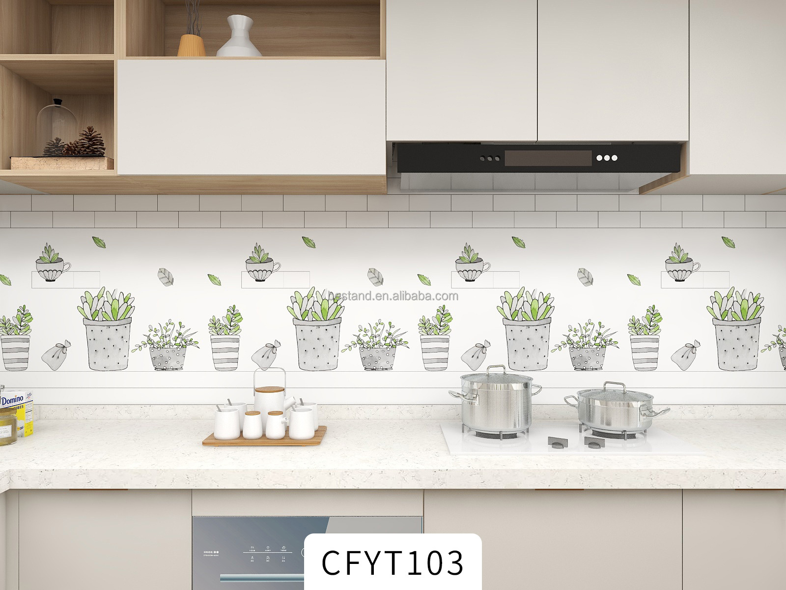 Removable Self-adhesive Foil Sticker Kitchen Backsplash Wallpaper Roll Waterproof Wall Paper for Decorative Tile