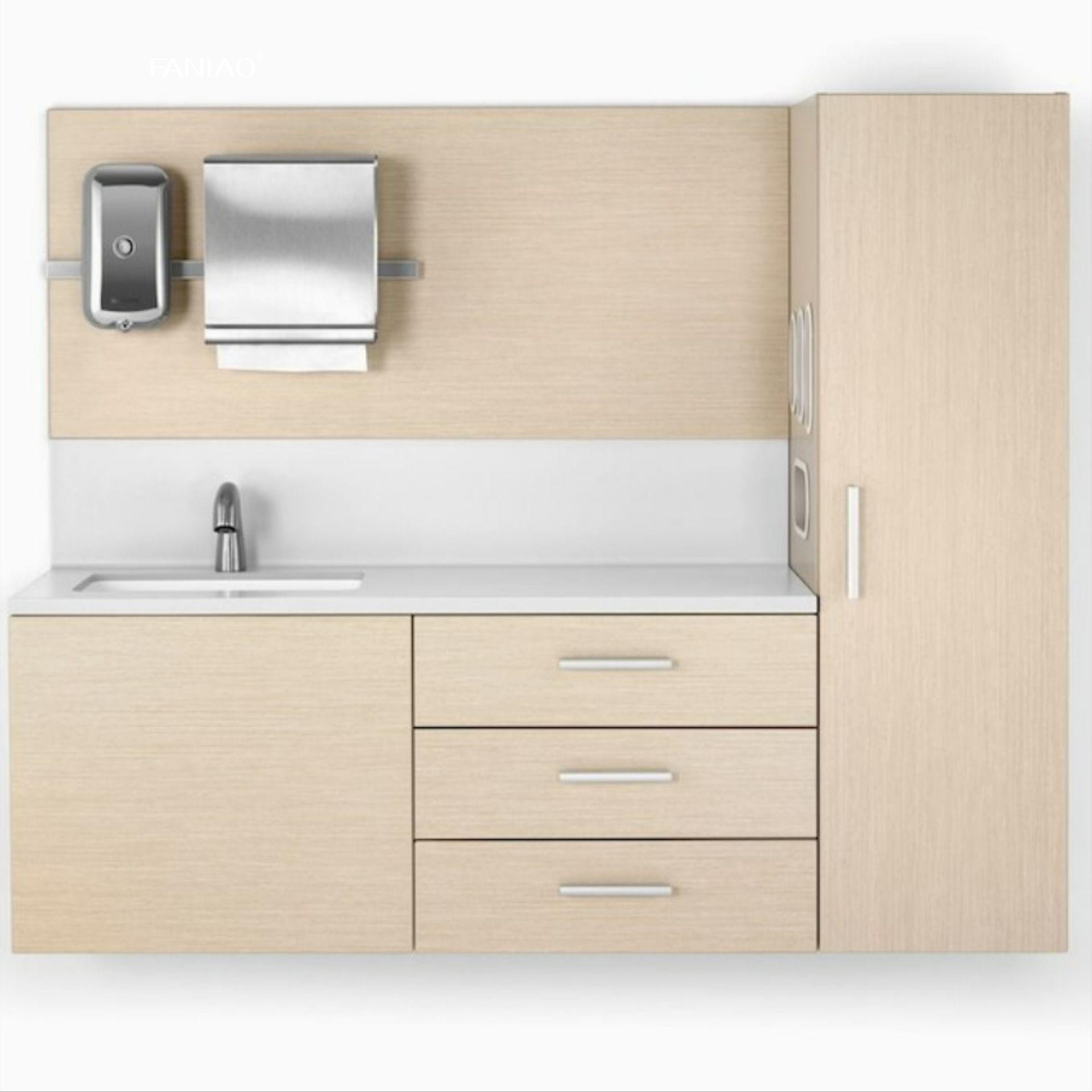 Custom Hotel Mini Kitchen Cabinet Solid Wood Hotel Kitchenette