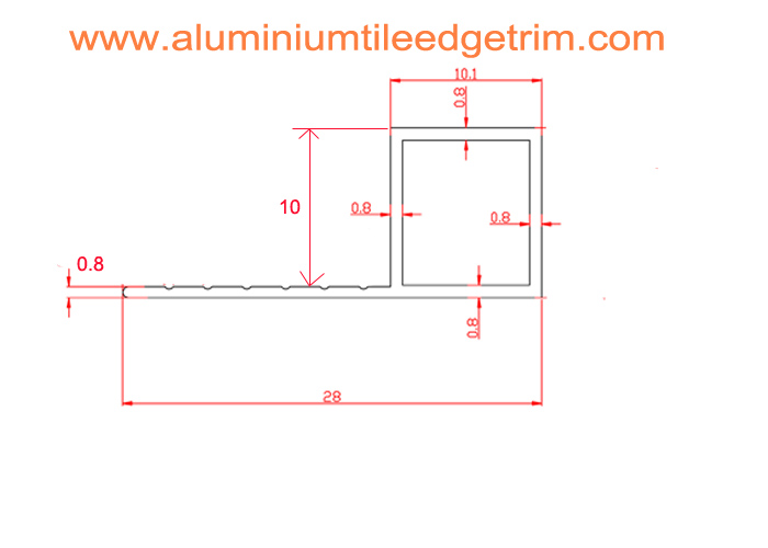 polished copper aluminium square edge tile trim