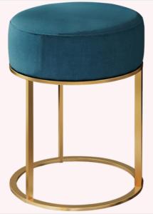 China Blue Fabric Upholstered Stool Round Minimalist Pastoral Style ODM wholesale