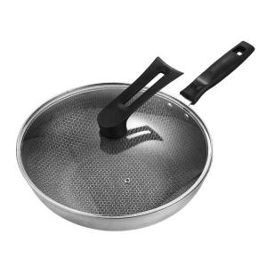 China Factory Direct Sale Kitchenware 410 Stainless Steel Cooking Pan Round Fry Pan Nonstick Frying Pan wholesale