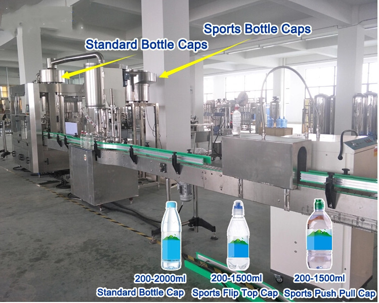 500ml pure water / mineral water Filling machine with 12pcs heads and cap washing uploading machine