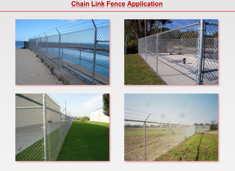 Galvanized Iron 8 Foot Tall Chain Link Fence , 3mm Cyclone Mesh Gates Rust Resistant
