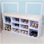 Melamine MDF Wooden Grid 100cm Width Entryway Shoe Bench