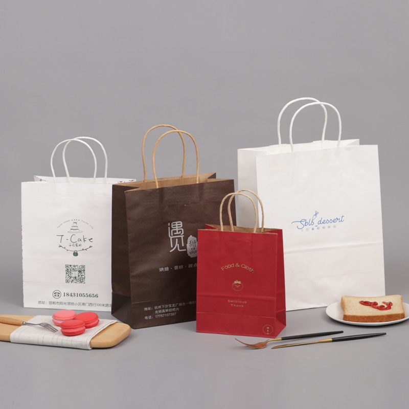Offset Printing Craft Pink Gift Bag With Hand Length Handle