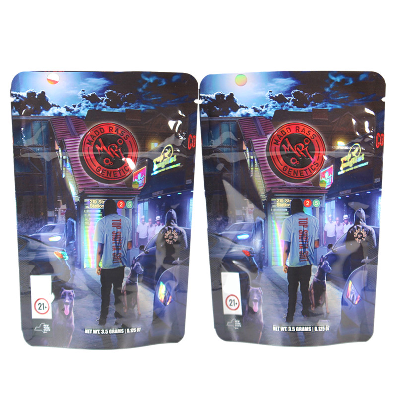 Plastic Packaging Food Mylar Bag 3.5g Holographic Stand Up Pouch