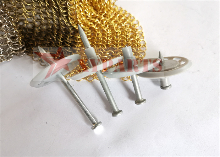 Gas Tool 35mm Membrane Washer Pins , Single Shot Pin With Plastic Washer For Concrete