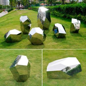 China Stone Metal Lawn Sculpture Mirror Abstract Stainless Steel Sculpture wholesale
