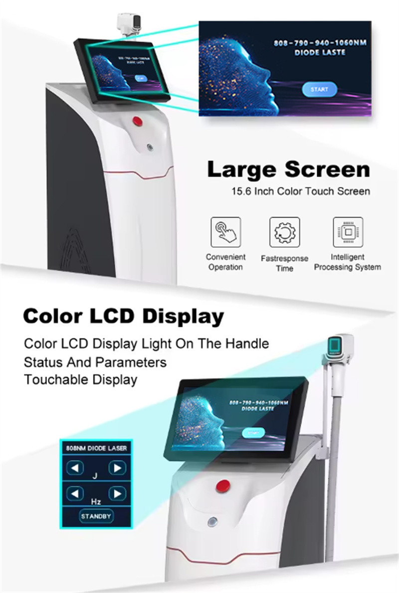 Painless 15.6" Touch Screen 808nm Diode Laser Machine For Hair Removal Skin Tightening