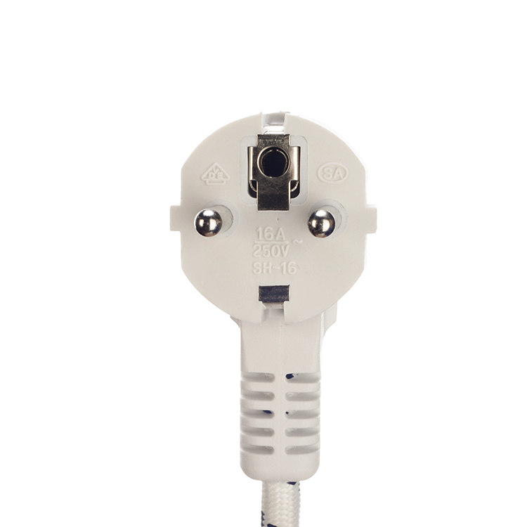 Insulation of PVC/Rubber VDE Standard 16A/250V Power Cord Extension Cord for Household Appliances 3 Prong Cotton Braided AC Cord