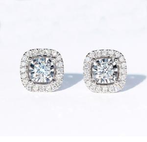 China 18K Gold Card-Cut Diamond Stud Earrings 2.0g 18K White Gold Fashion Show wholesale